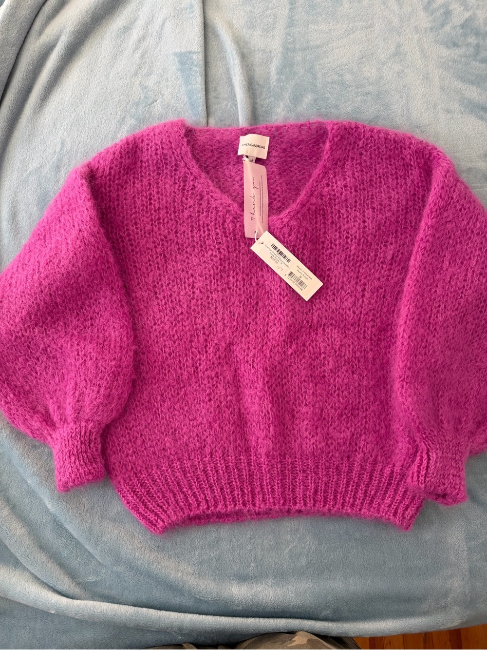 American Dreams Fuchsia Mohair-Blend V-Neck Sweater